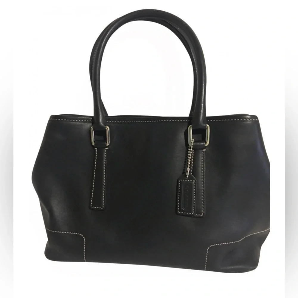 Coach vintage black leather satchel handbag